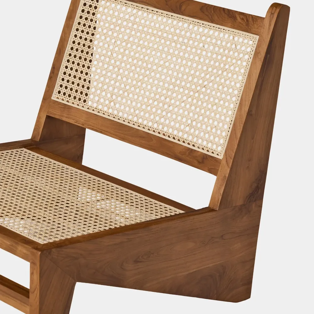 Armchairs - Lazy armchair in teak and natural cane - DESIGN TRIP