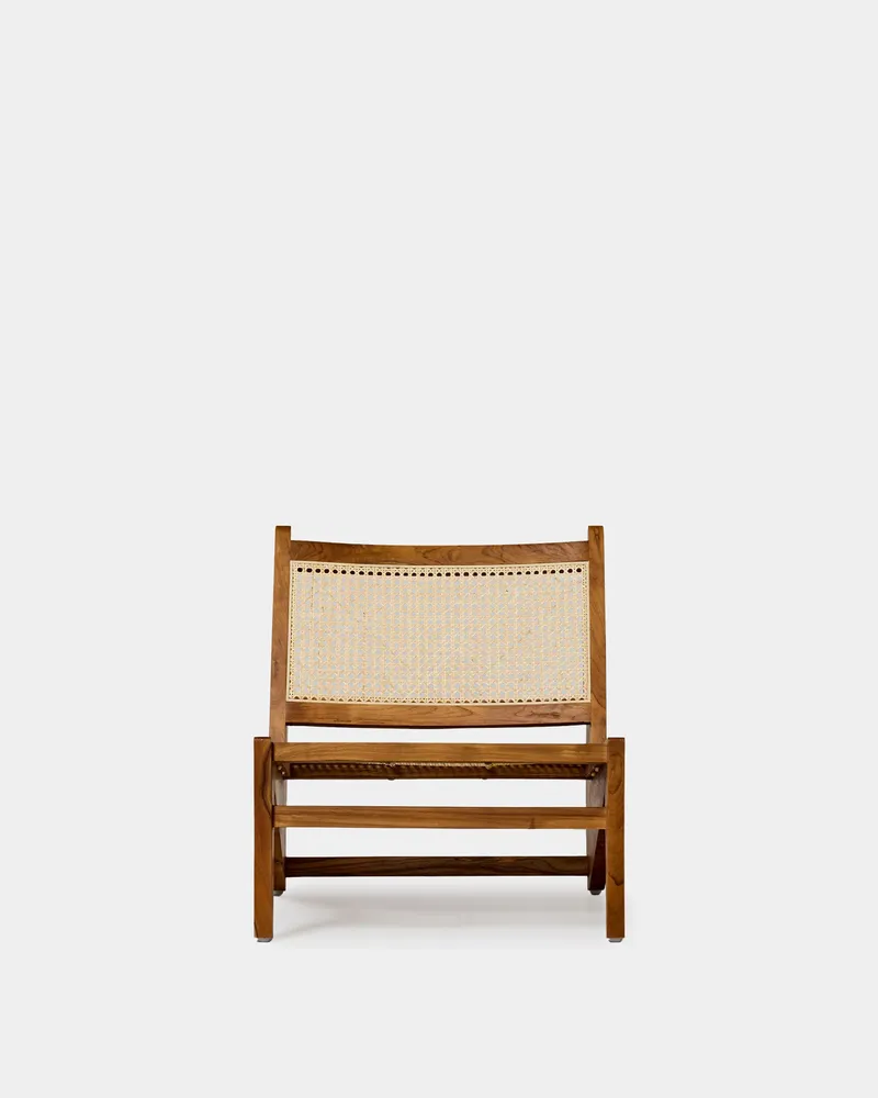 Armchairs - Lazy armchair in teak and natural cane - DESIGN TRIP