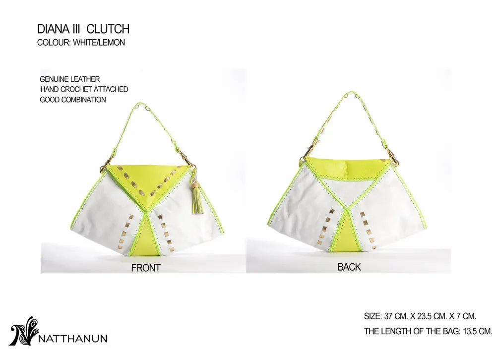 Sacs et cabas - DIANA III CLUTCH White & Lemon - NATTANUN DESIGN