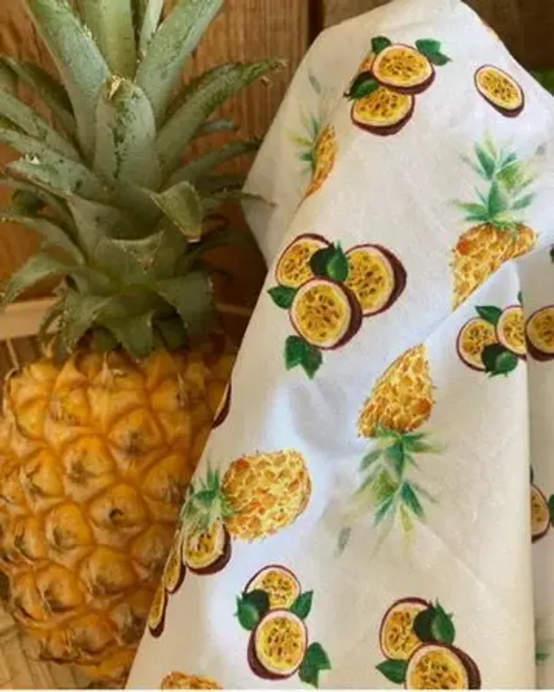 Tissus - Tissu Coton Oeko Tex - L'Ananas et Le Fruit de La Passion - POP ET SES FRÈRES