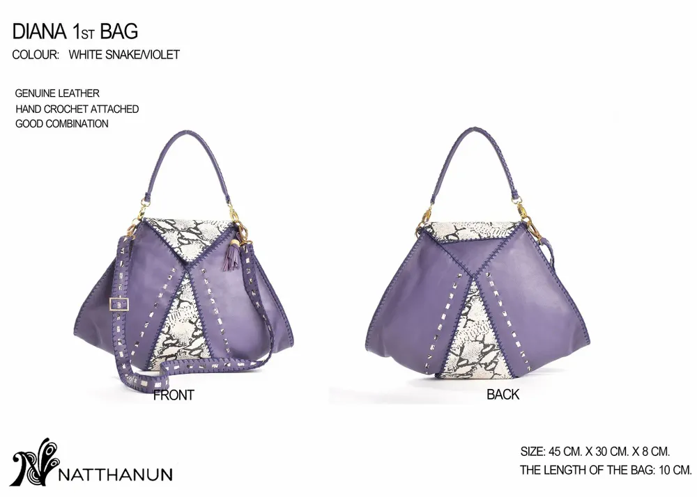 Sacs et cabas - DIANA 1st BAG White Snake & Violet - NATTANUN DESIGN