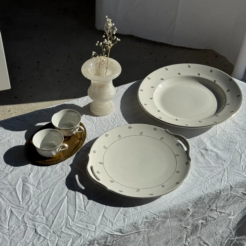 Formal plates - Circular dish model Nico gold Digoin Sarreguemines D30.5 - OFFICE OBJETS