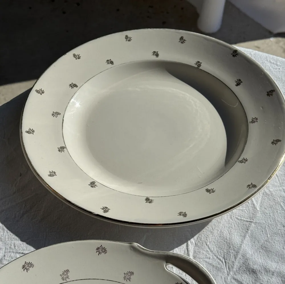 Formal plates - Circular dish model Nico gold Digoin Sarreguemines D30.5 - OFFICE OBJETS