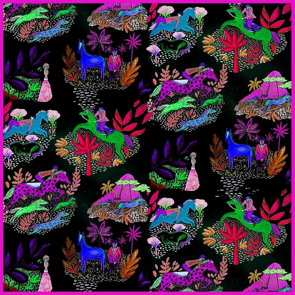 Foulards et écharpes - Wild Horses Foulard en soie | 90x90 cm - ELCIELA