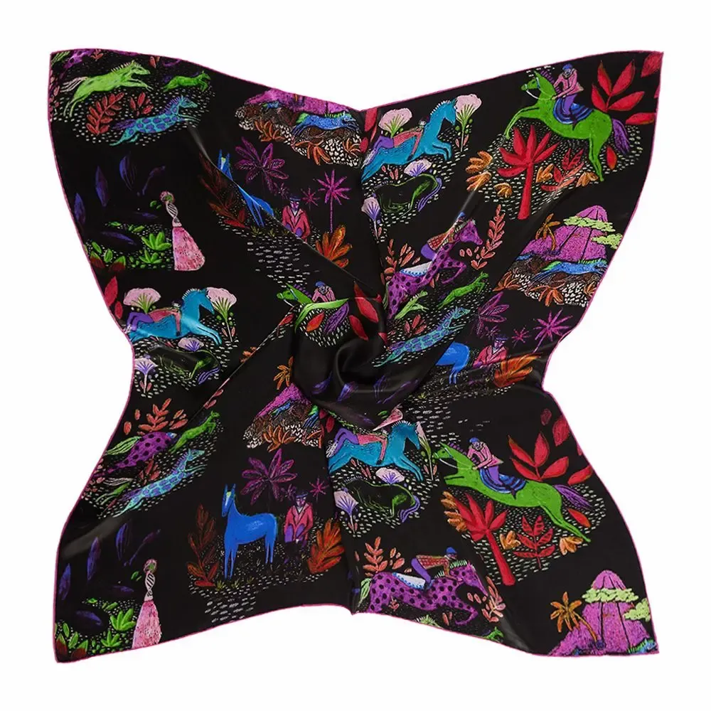 Foulards et écharpes - Wild Horses Foulard en soie | 90x90 cm - ELCIELA