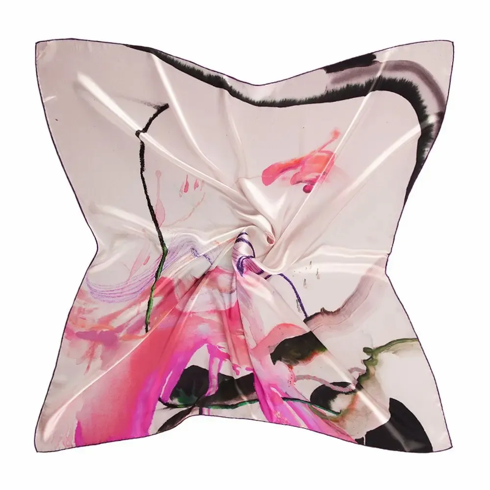 Foulards et écharpes - Pink Ripples Foulard en soie | 90x90 cm - ELCIELA