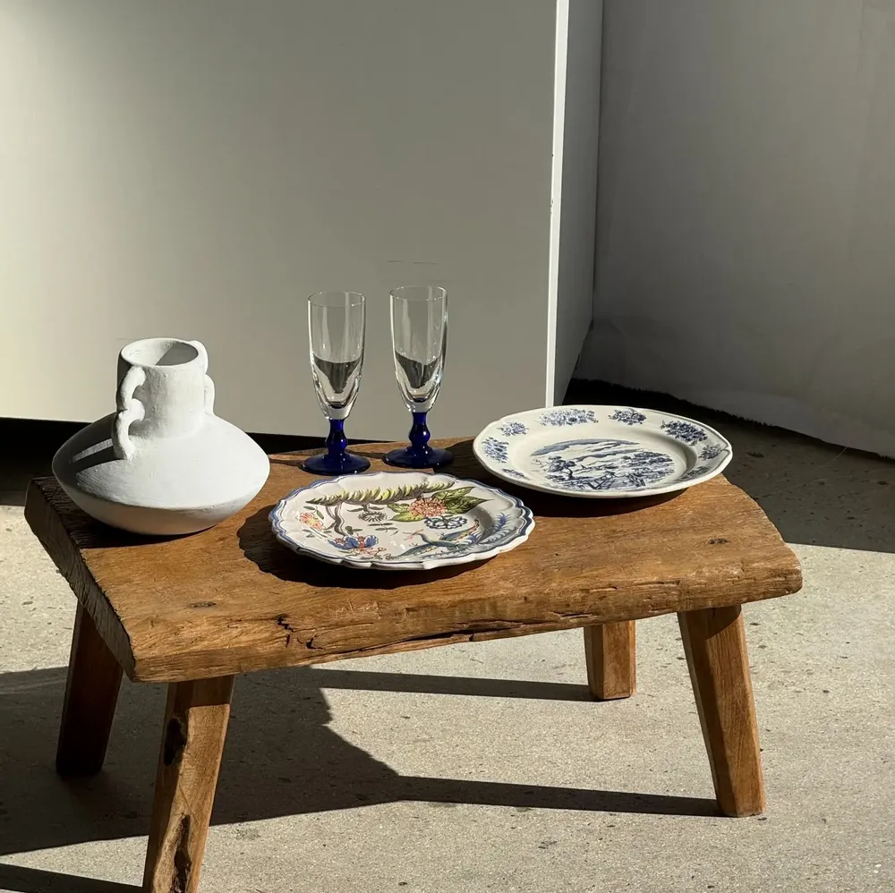 Formal plates - Antique earthenware plate decorated with a blue landscape D24.5 - OFFICE OBJETS