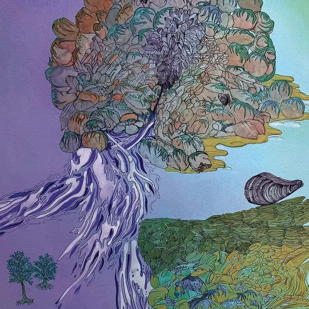 Pièces uniques - Dreaming on Clouds Art Mural | 100x100 cm - ELCIELA