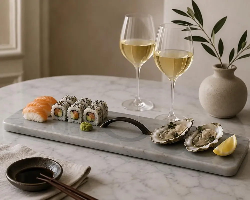 Plats et saladiers - Plateau de service en marbre avec poignée métallique –Élégance artisal - KALU CREATIONS