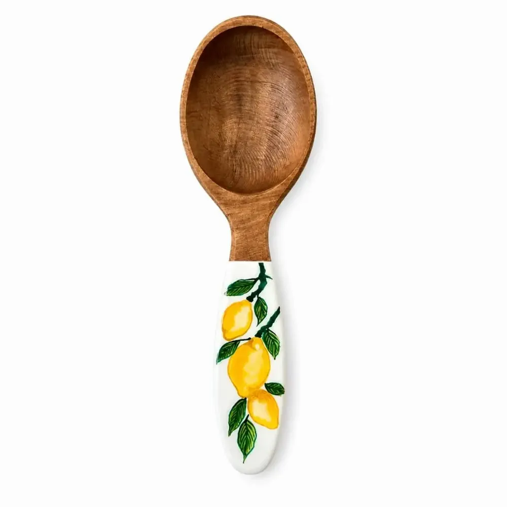 Couverts de service - Cuillère de service en noyer peinte à la main – Collection Citron - DASTHAA