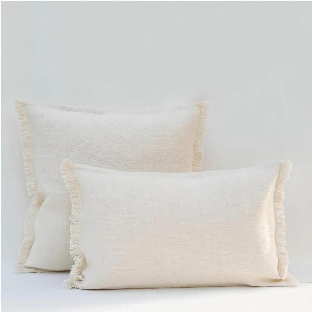 Fabric cushions - NO-MAD Prerit Cushion Cover in Cotton Jute with Hand-Frayed Edges - NO-MAD
