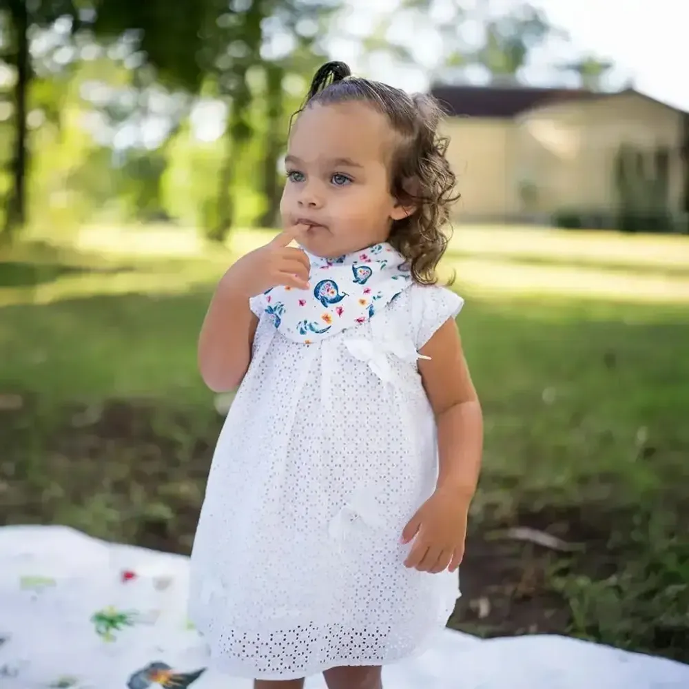 Kids accessories - Bandana Bib - The Whale and the Flowers - POP ET SES FRÈRES