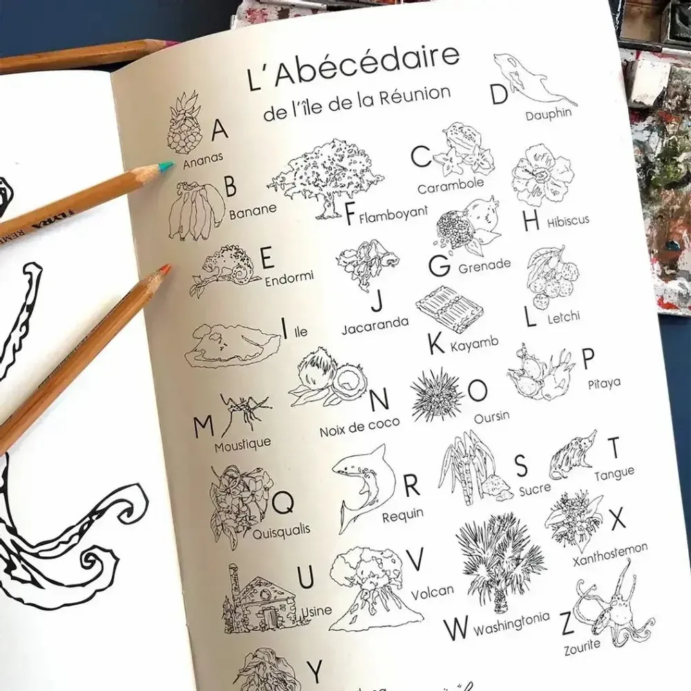 Loisirs créatifs pour enfant - Cahier d'Esquisses - Abécédaire de La Réunion - POP ET SES FRÈRES