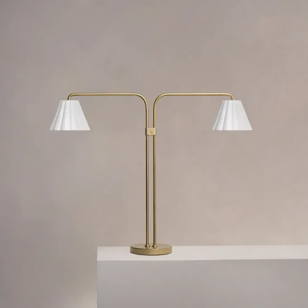 Table lamps - Cotswold Dual Table Lamp Fine Porcelain - Antique Brass - CORSTON ARCHITECTURAL DETAIL