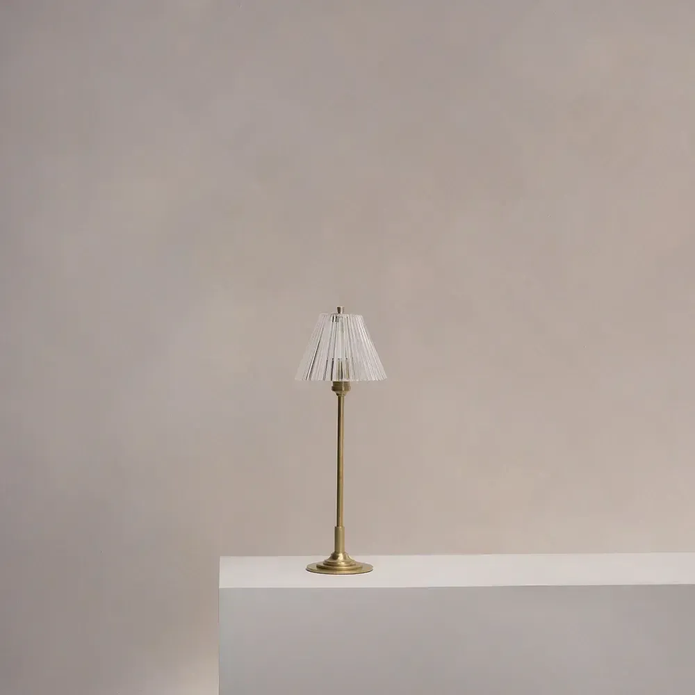 Table lamps - Cotswold Small Table Lamp Fluted Glass - Antique Brass - CORSTON ARCHITECTURAL DETAIL