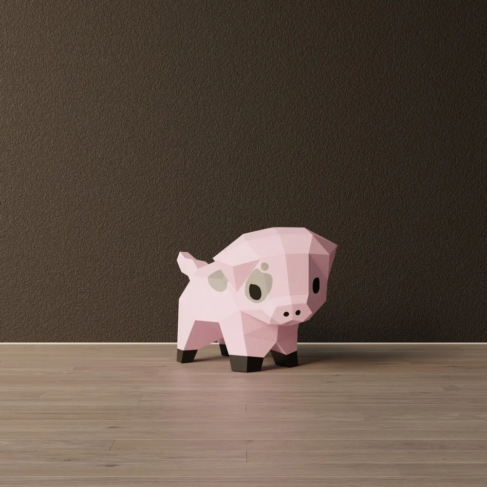 Children's decorative items - Papercraft 3D DIY Kits - Mini Paper Pig - MOKI MOKI