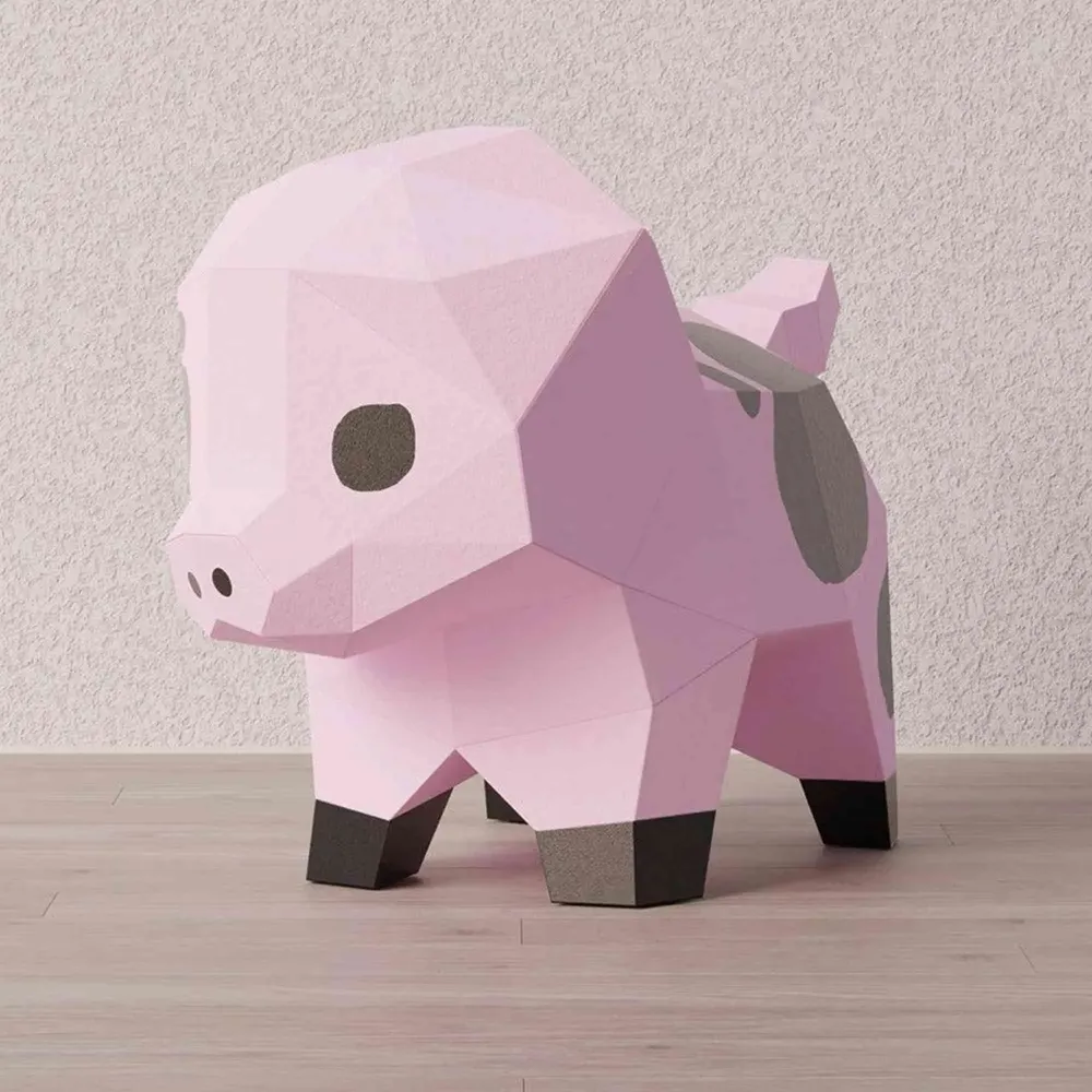 Children's decorative items - Papercraft 3D DIY Kits - Mini Paper Pig - MOKI MOKI