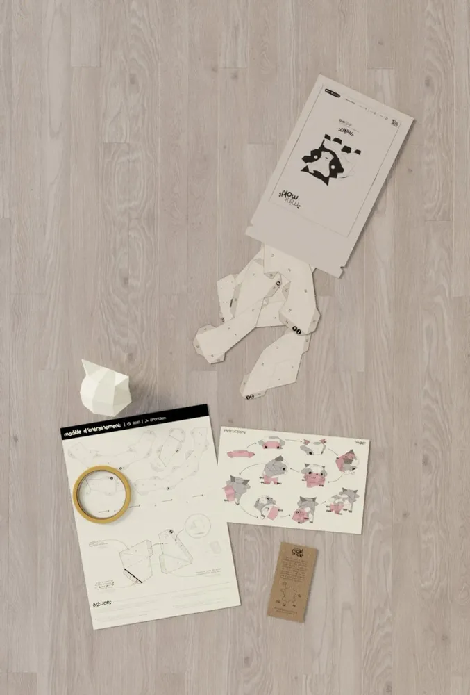 Children's decorative items - Papercraft 3D DIY Kits - Mini Paper Cow - MOKI MOKI