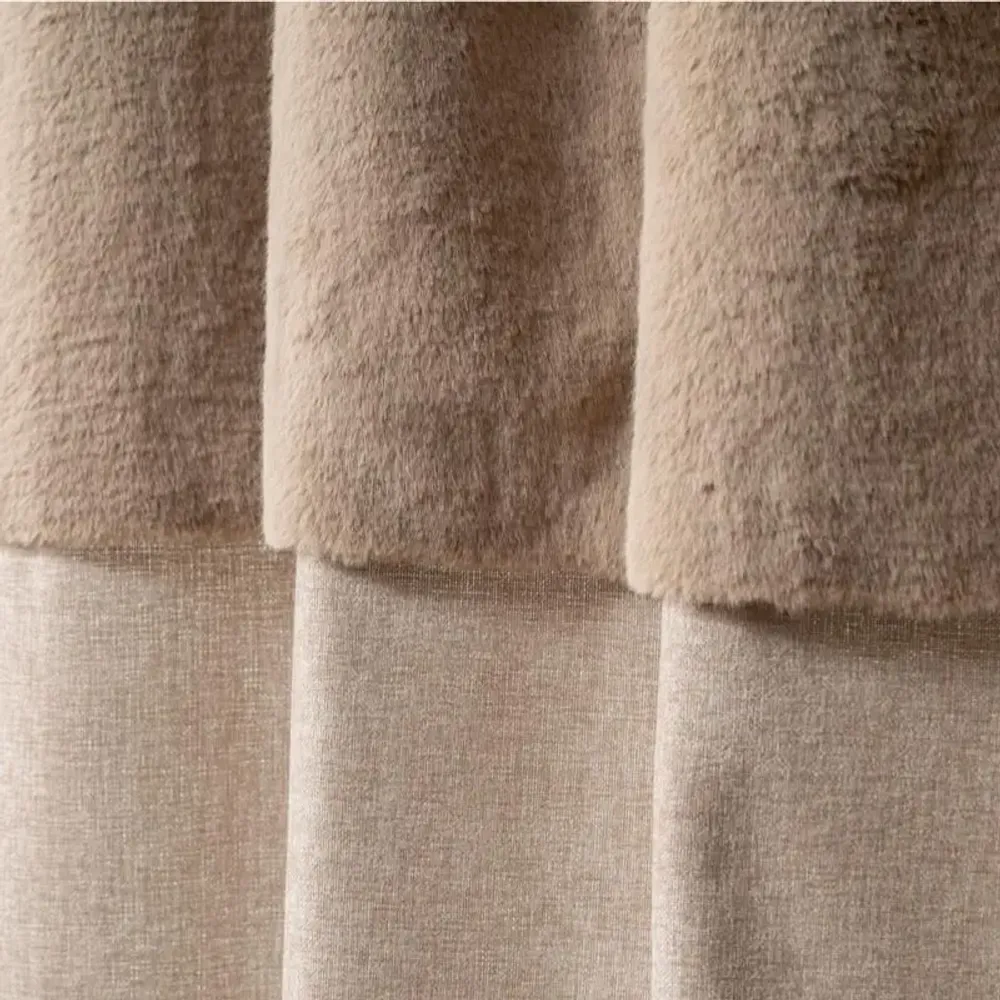 Curtains and window coverings - Velvet curtain beige fur 140x260cm - VAGABONDE INTERNATIONAL