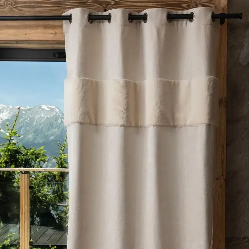 Curtains and window coverings - Velvet curtain ecru fur 140x260cm - VAGABONDE INTERNATIONAL