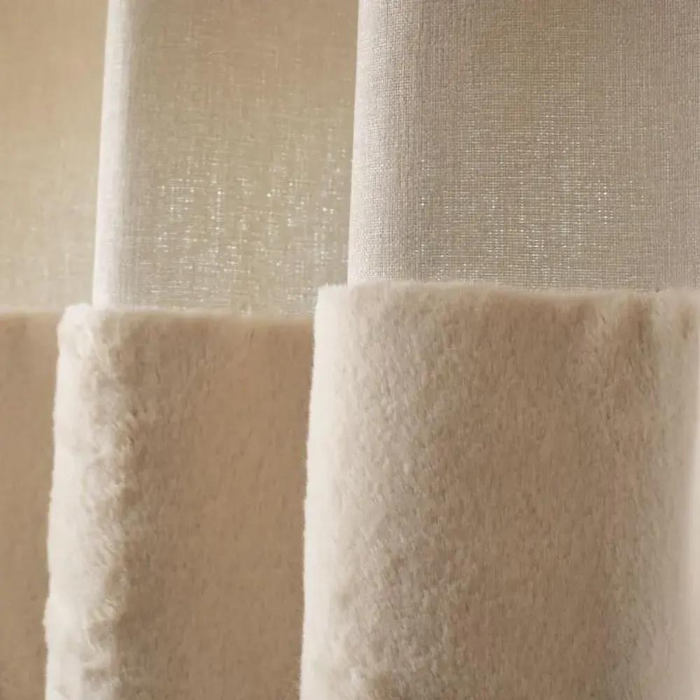 Curtains and window coverings - Velvet curtain ecru fur 140x260cm - VAGABONDE INTERNATIONAL