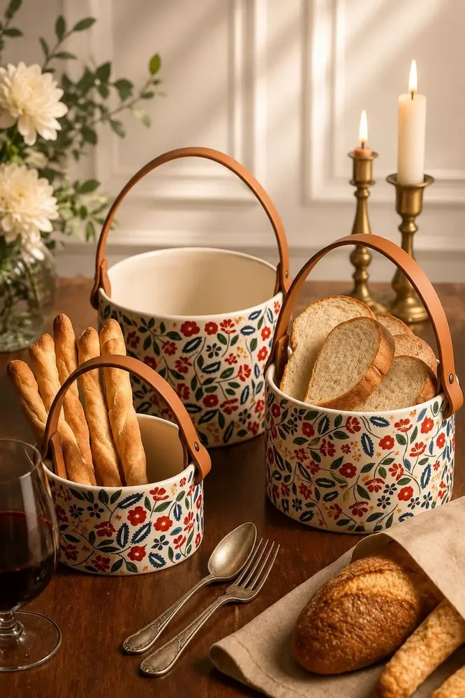 Decorative objects - Hand-Painted Ceramic Basket – Royesh Collection - DASTHAA