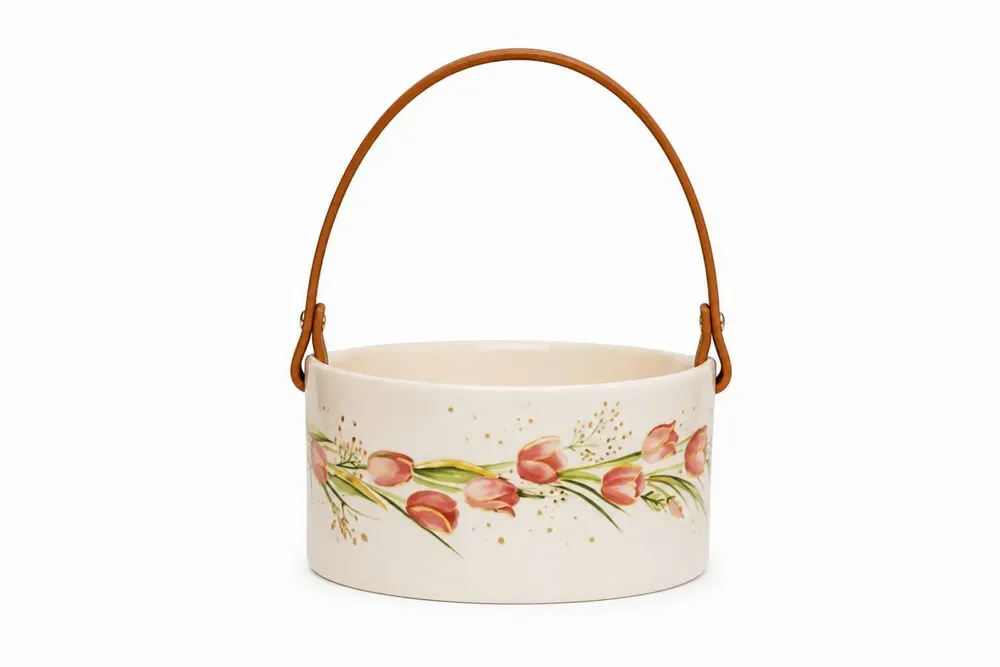 Decorative objects - Hand-Painted Ceramic Basket – Tulip Collection - DASTHAA