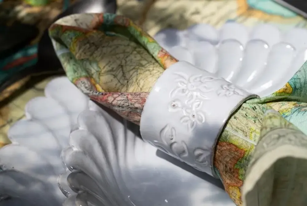Table cloths - 1914 NAUTICAL WORLD MAP Linen Tablecloths and Napkins - SUMMERILL AND BISHOP