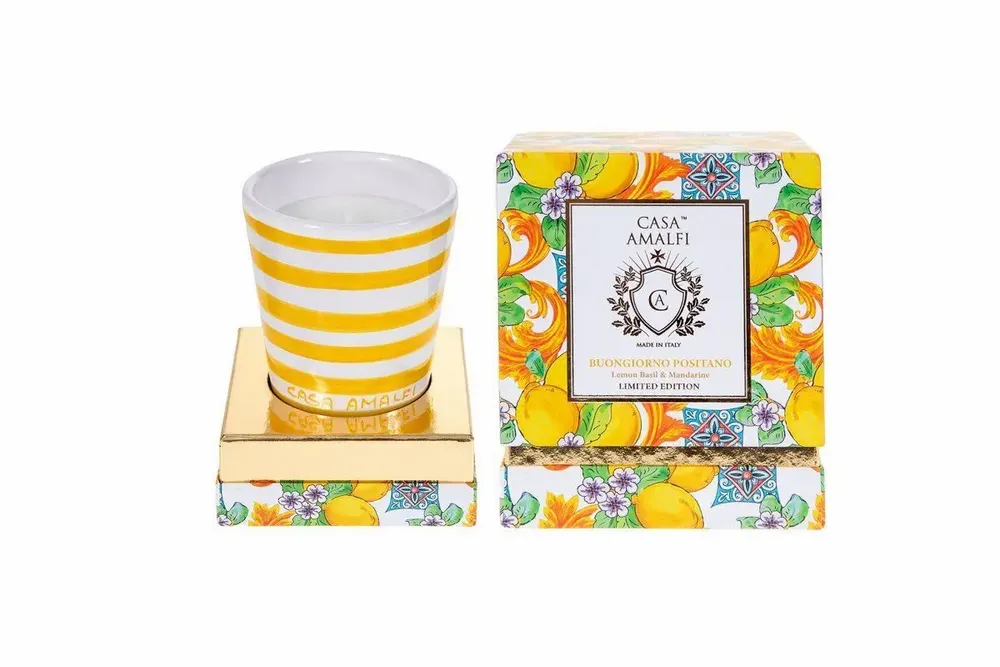 Parfums pour soi et eaux de toilette - BUONGIORNO POSITANO Bougie en Cire de Soja Peinte à la Main - Citron, Basilic & Mandarine 200g - CASA AMALFI