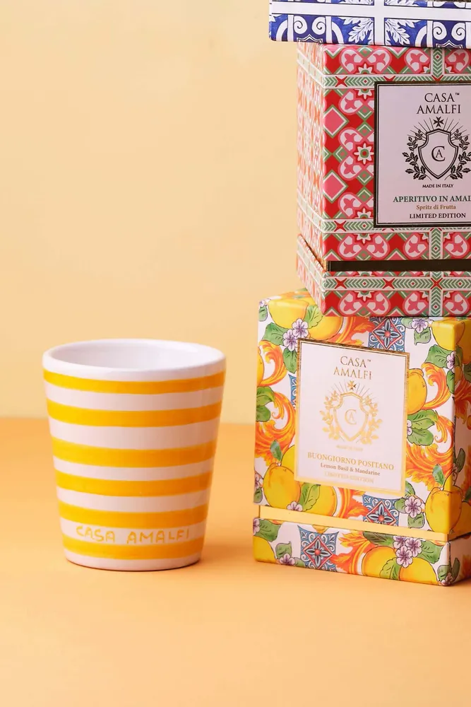 Parfums pour soi et eaux de toilette - BUONGIORNO POSITANO Bougie en Cire de Soja Peinte à la Main - Citron, Basilic & Mandarine 200g - CASA AMALFI