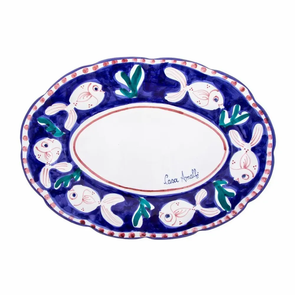 Parfums pour soi et eaux de toilette - PLAT OVALE POISSON BLEU 30 cm - CASA AMALFI