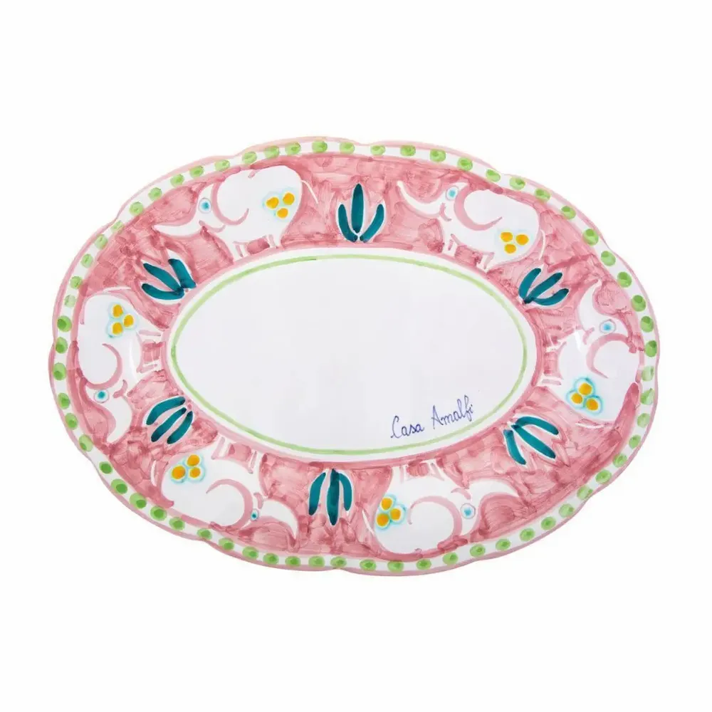 Fragrance for women & men - PINK ELEFANTINO OVAL SERVING PLATE 30 cm - CASA AMALFI