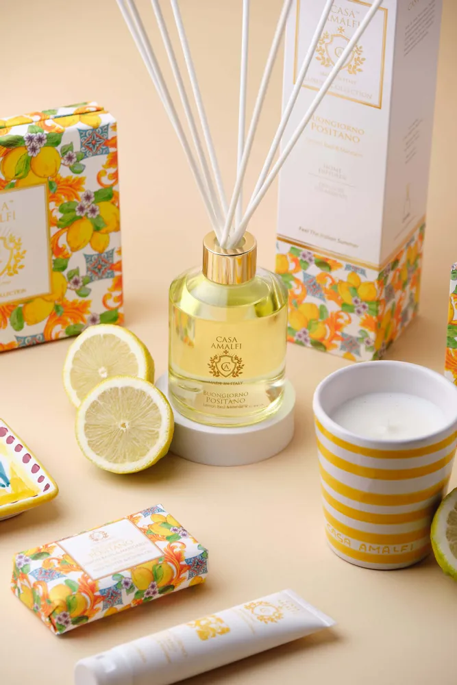Fragrance for women & men - BUONGIORNO POSITANO HOME DIFFUSER - Lemon Basil & Mandarin 250ml - CASA AMALFI