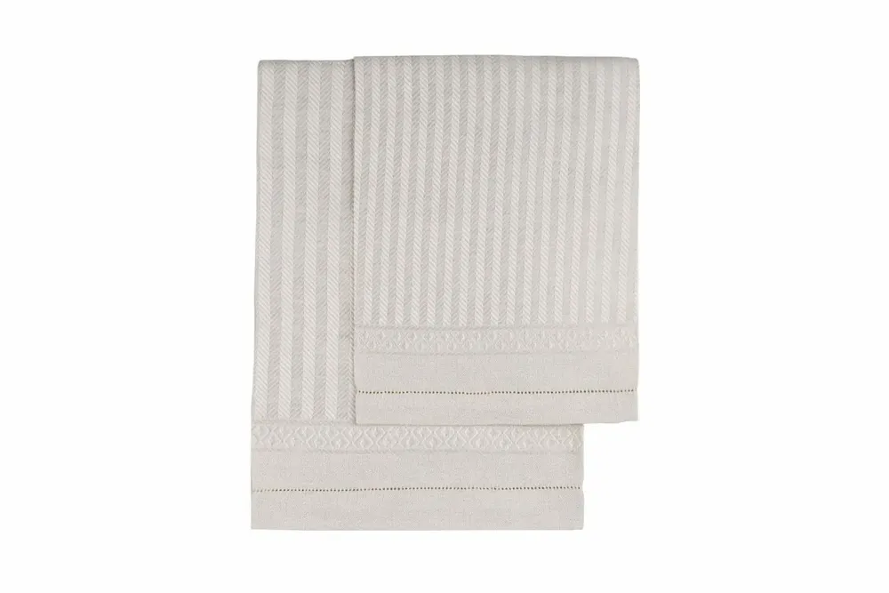 Fragrance for women & men - ROMANTICA BEIGE & WHITE LINEN GUEST TOWEL SET - CASA AMALFI