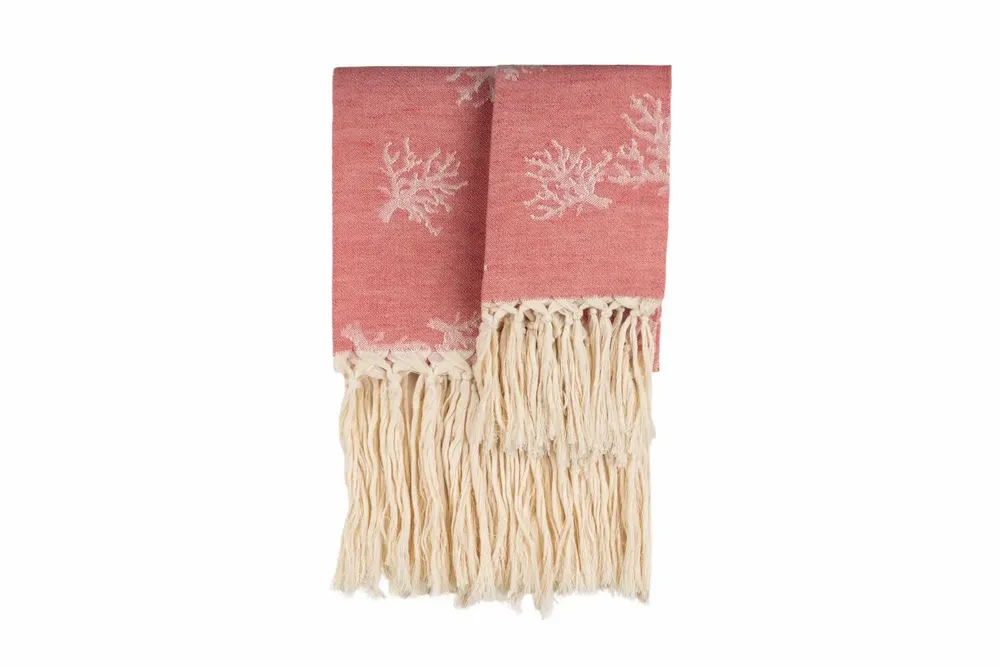 Fragrance for women & men - CORAL FRINGE GUEST TOWEL SET - CASA AMALFI