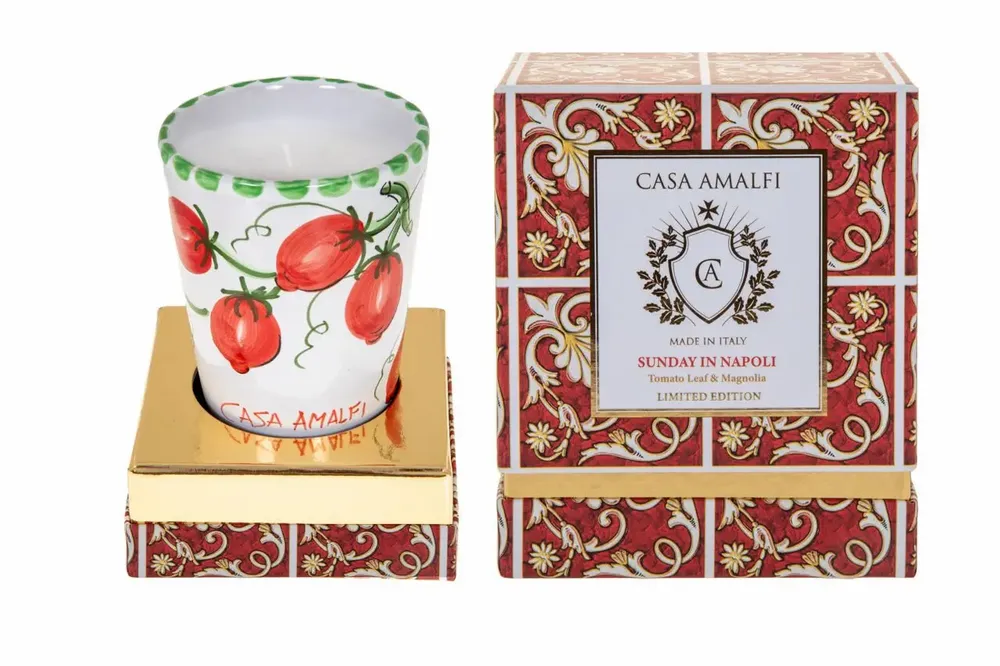 Parfums pour soi et eaux de toilette - SUNDAY IN NAPOLI Bougie en Cire de Soja Pomodorini Peinte à la Main - Feuille de Tomate & Magnolia 200g - CASA AMALFI