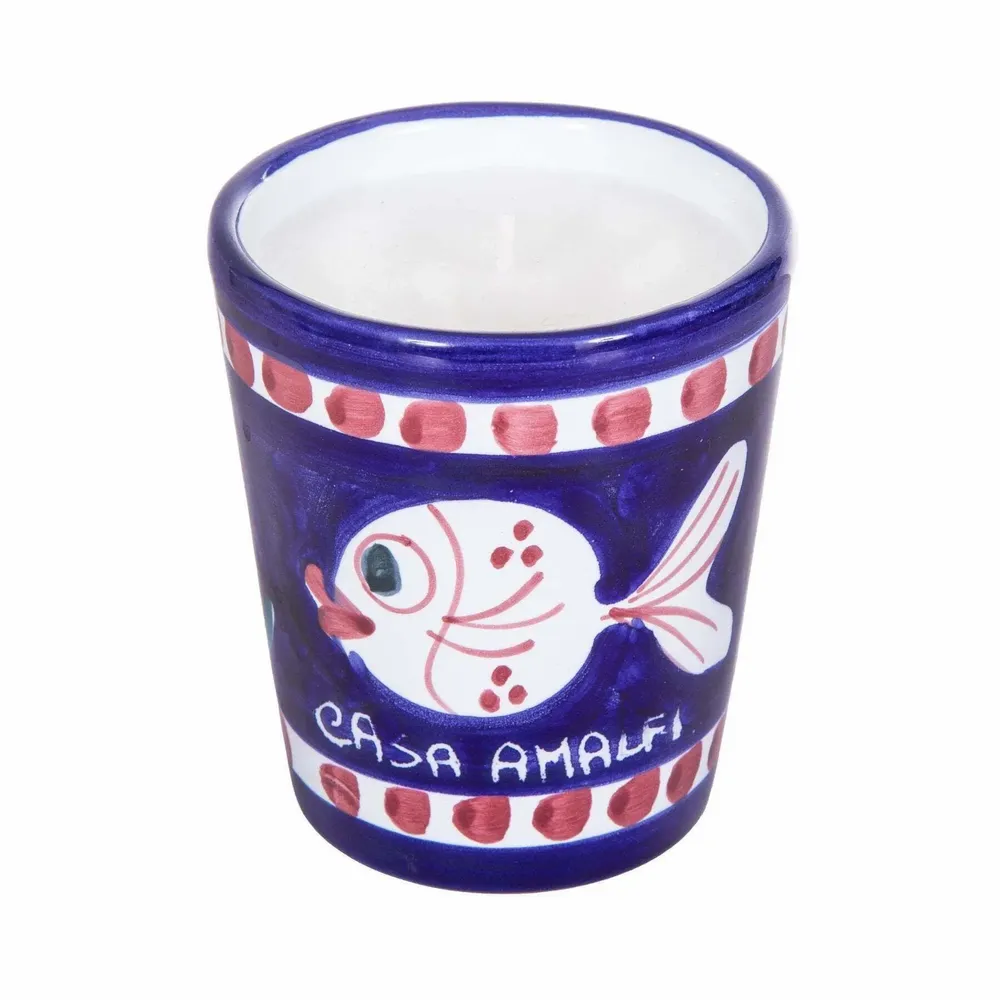 Fragrance for women & men - BLUE GROTTO Hand Painted Pesciolino Soy Candle - Aqua Marine & Sea Salt 200g - CASA AMALFI
