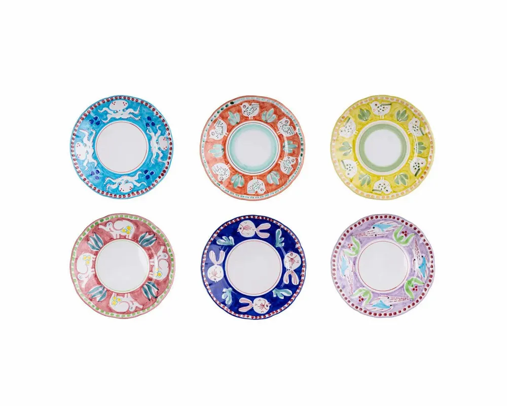 Fragrance for women & men - ANIMALETTI HAND PAINTED DINNER PLATES - Set of 6 - CASA AMALFI