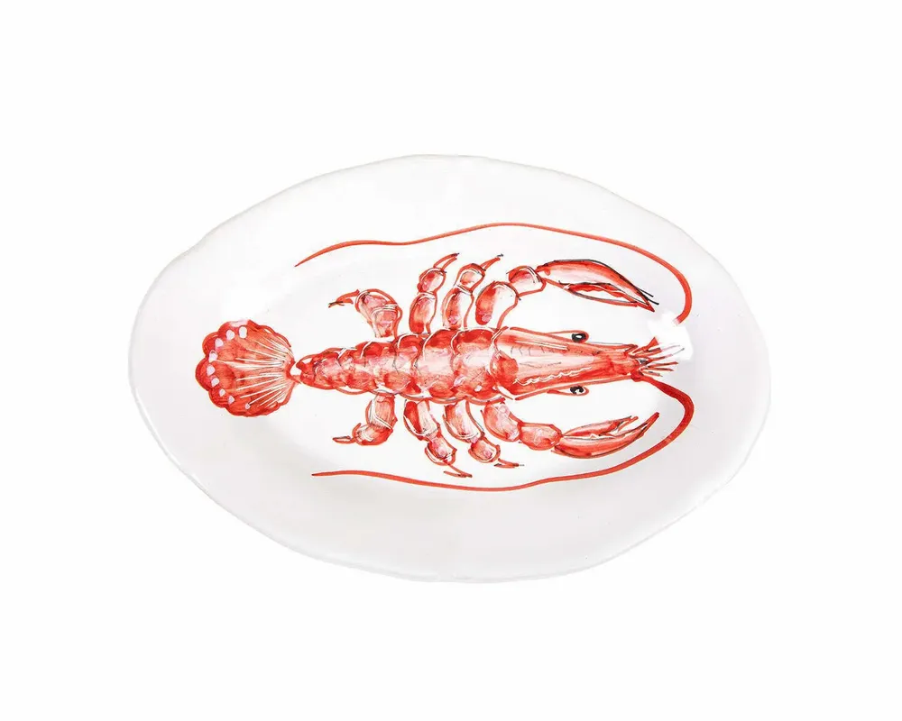 Fragrance for women & men - RED LOBSTER OVAL SERVING PLATE - 32cm - CASA AMALFI