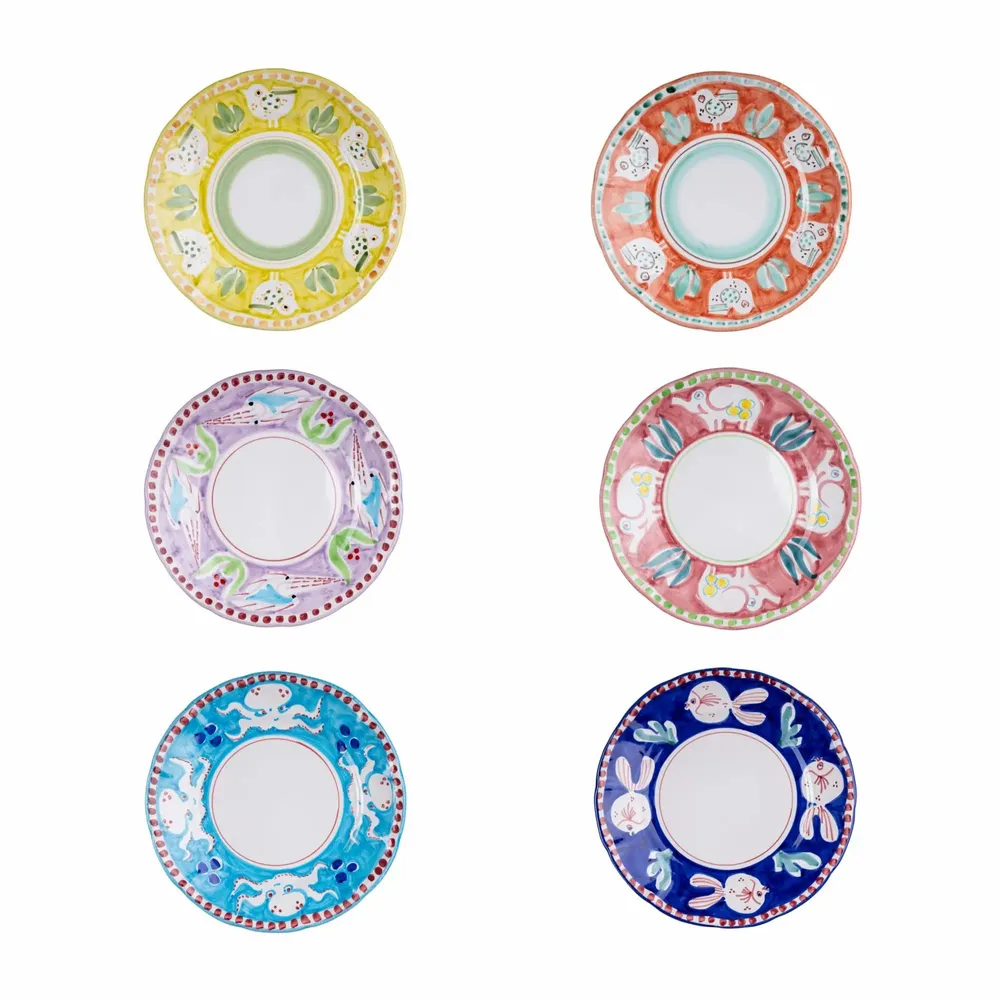 Fragrance for women & men - ANIMALETTI SMALL SIDE OR CAKE PLATES - SET OF 6 x 20cm - CASA AMALFI