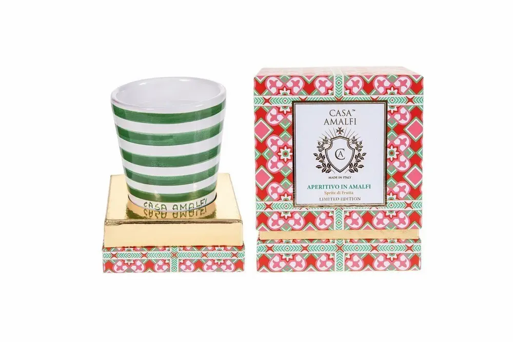 Bougies - APERITIVO IN AMALFI Bougie en Cire de Soja Peinte à la Main - Romarin & Menthe 200g - CASA AMALFI