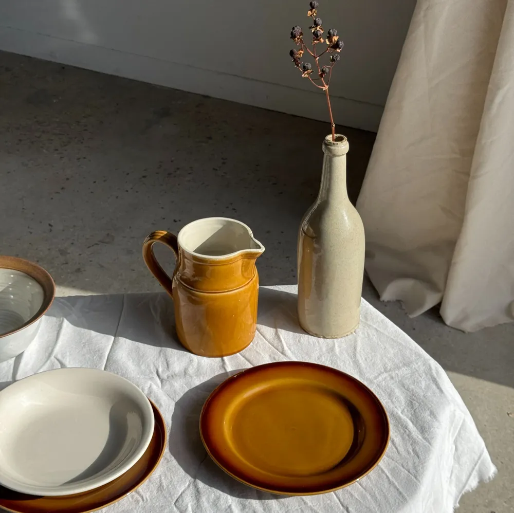 Carafes - Stoneware Kilt yellow ceramic carafe 1 liter H17 - OFFICE OBJETS