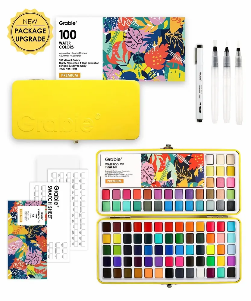 Papeterie bureau - Ensemble de 100 aquarelles haut de gamme tout-en-un - GRABIE