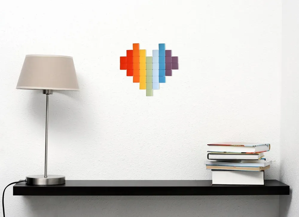 Stained glass decoration - Decorative adhesive glass mosaic heart #01 - PIXELBOX