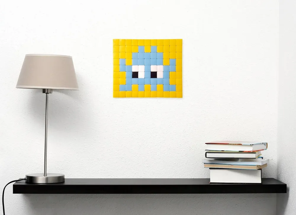 Stained glass decoration - Decorative adhesive glass mosaic invader #02 - PIXELBOX