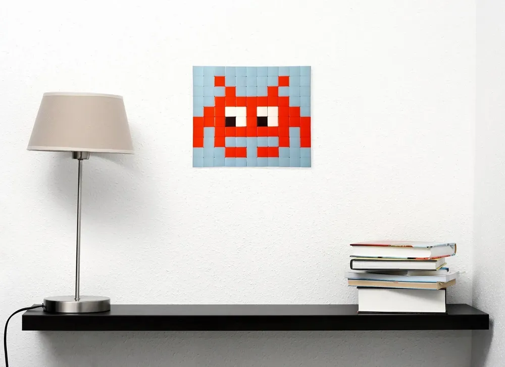 Stained glass decoration - Decorative adhesive glass mosaic invader #01 - PIXELBOX
