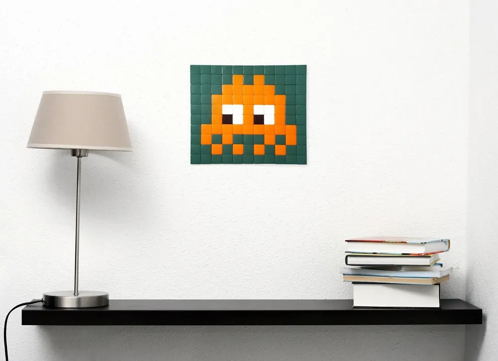 Stained glass decoration - Decorative adhesive glass mosaic invader #06 - PIXELBOX