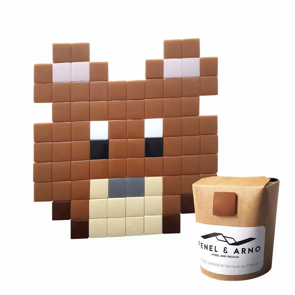 Stained glass decoration - Decorative adhesive glass mosaic teddy bear #01 - PIXELBOX