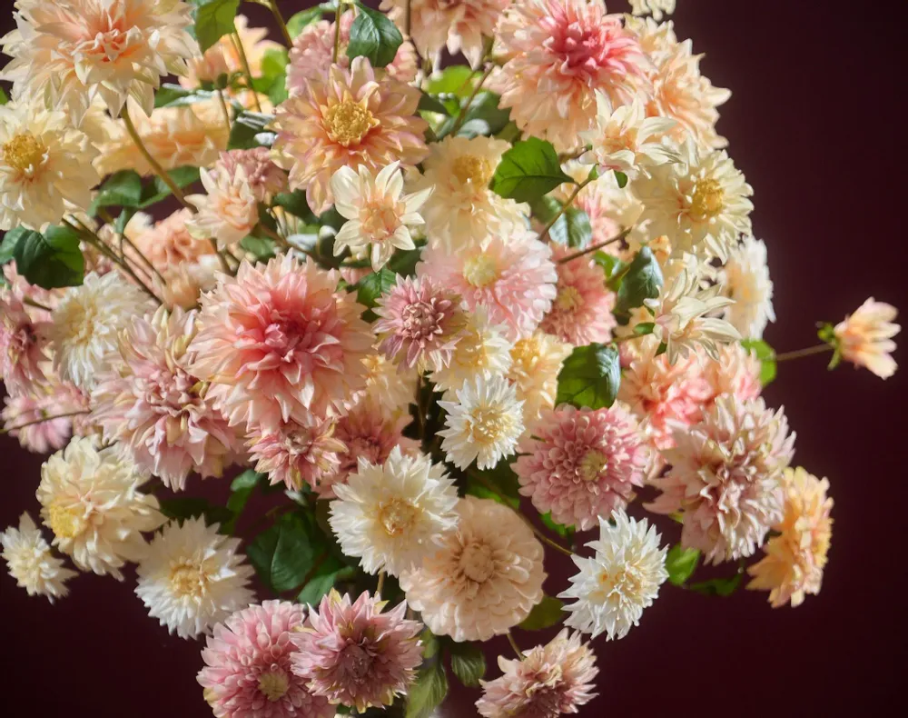 Décorations florales - Dahlias en soie pastel - SILK-KA BV