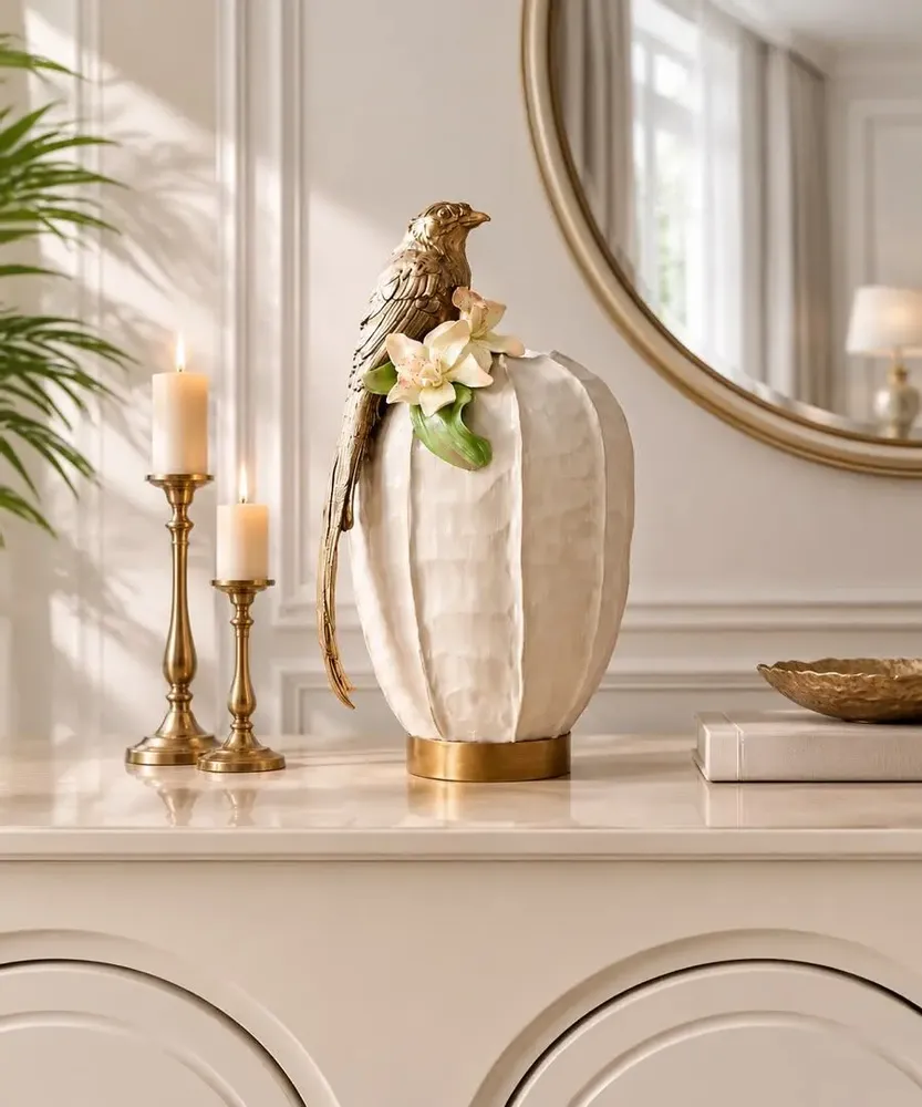 Vases - Bird & Orchid Handcrafted Vase - DASTHAA